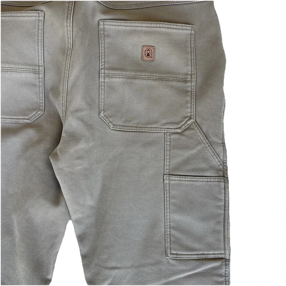 Coleman Red Fleece Lined Carpenter 38x32 Work Pants Khaki Tan Stretch Men's - Picture 5 of 7